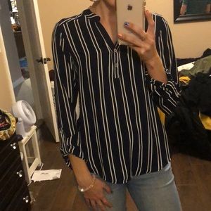 Navy Striped Blouse
